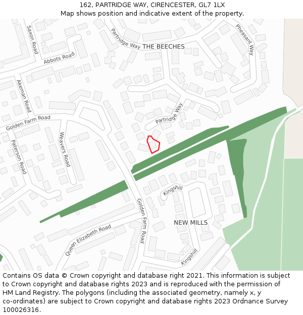 162, PARTRIDGE WAY, CIRENCESTER, GL7 1LX: Location map and indicative extent of plot