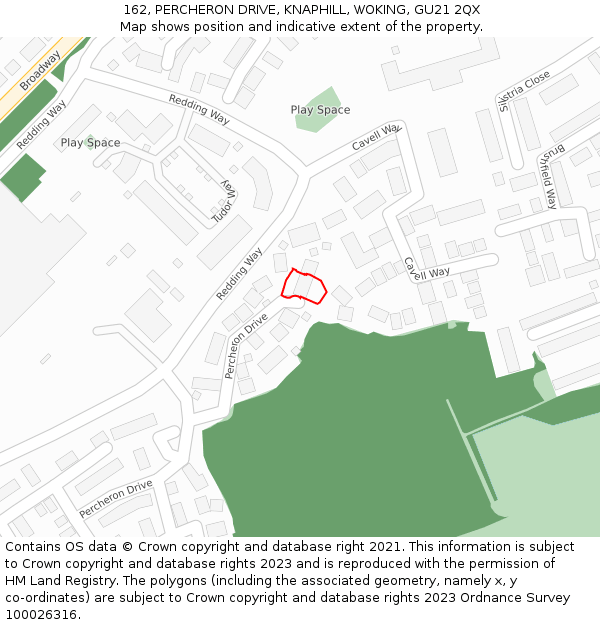162, PERCHERON DRIVE, KNAPHILL, WOKING, GU21 2QX: Location map and indicative extent of plot