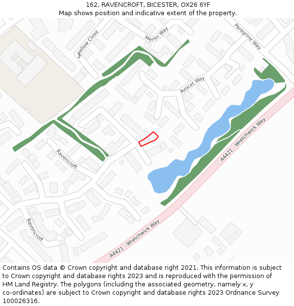 162, RAVENCROFT, BICESTER, OX26 6YF: Location map and indicative extent of plot