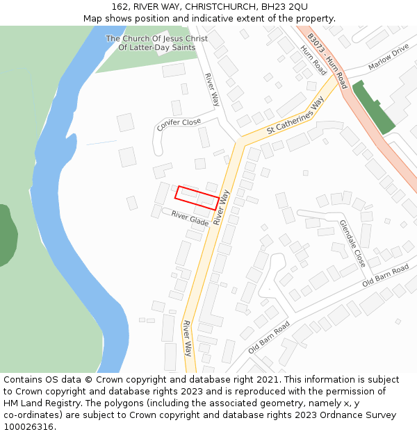 162, RIVER WAY, CHRISTCHURCH, BH23 2QU: Location map and indicative extent of plot