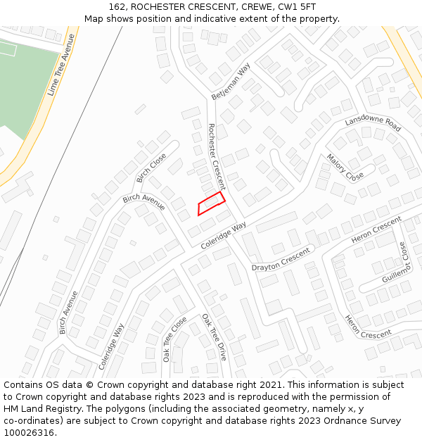 162, ROCHESTER CRESCENT, CREWE, CW1 5FT: Location map and indicative extent of plot