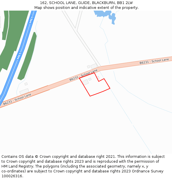 162, SCHOOL LANE, GUIDE, BLACKBURN, BB1 2LW: Location map and indicative extent of plot