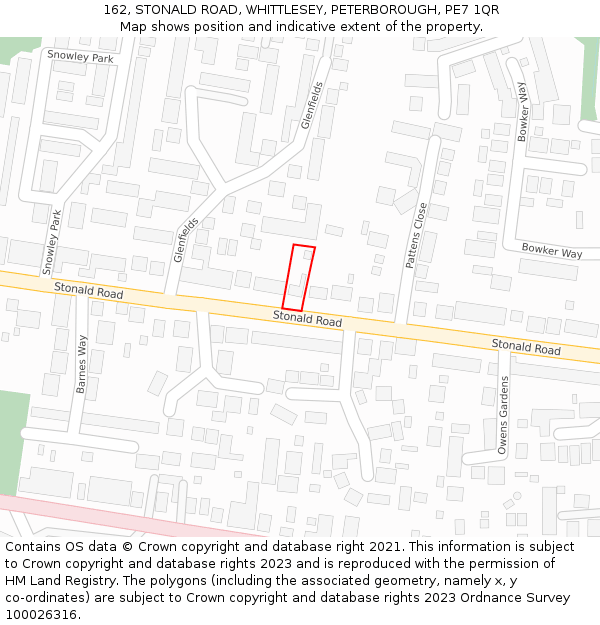 162, STONALD ROAD, WHITTLESEY, PETERBOROUGH, PE7 1QR: Location map and indicative extent of plot