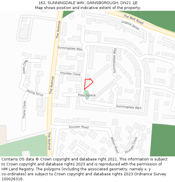 162, SUNNINGDALE WAY, GAINSBOROUGH, DN21 1JE: Location map and indicative extent of plot