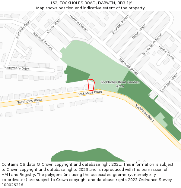 162, TOCKHOLES ROAD, DARWEN, BB3 1JY: Location map and indicative extent of plot