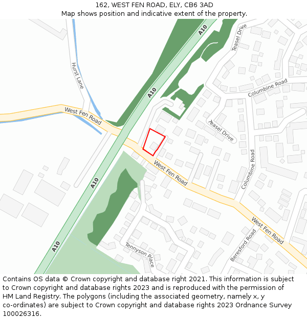 162, WEST FEN ROAD, ELY, CB6 3AD: Location map and indicative extent of plot