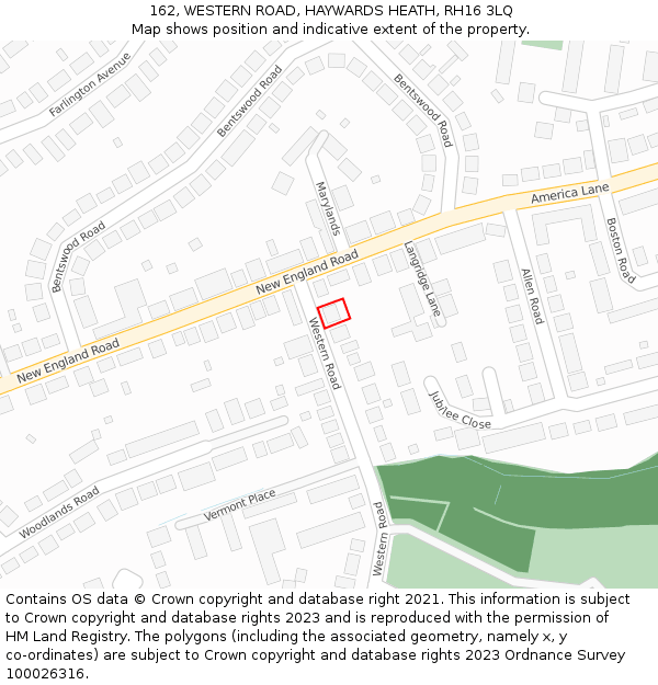 162, WESTERN ROAD, HAYWARDS HEATH, RH16 3LQ: Location map and indicative extent of plot