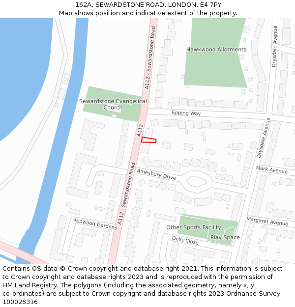 162A, SEWARDSTONE ROAD, LONDON, E4 7PY: Location map and indicative extent of plot