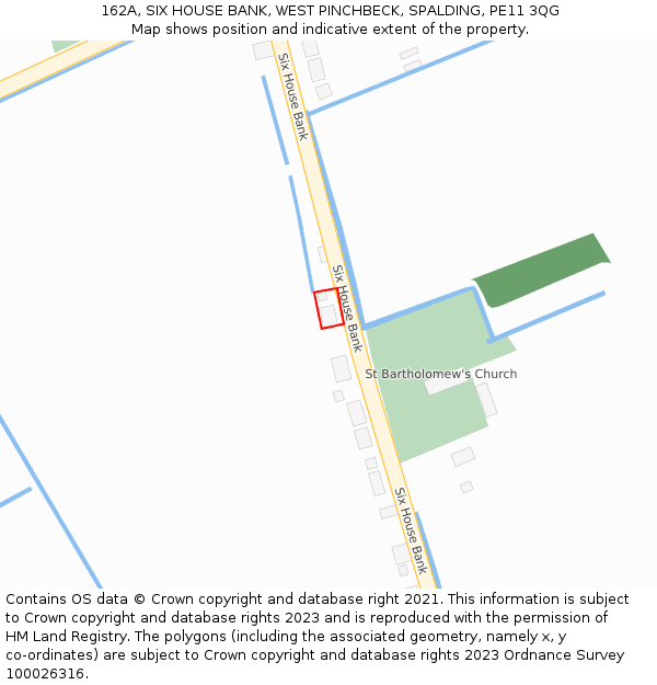 162A, SIX HOUSE BANK, WEST PINCHBECK, SPALDING, PE11 3QG: Location map and indicative extent of plot