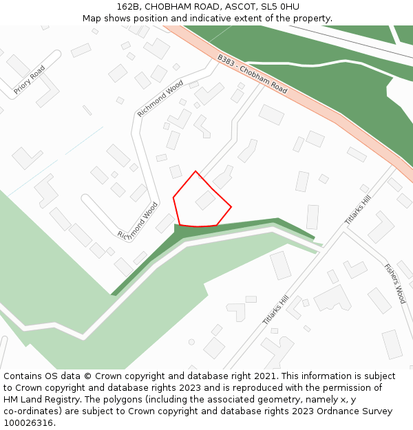 162B, CHOBHAM ROAD, ASCOT, SL5 0HU: Location map and indicative extent of plot