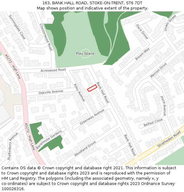 163, BANK HALL ROAD, STOKE-ON-TRENT, ST6 7DT: Location map and indicative extent of plot