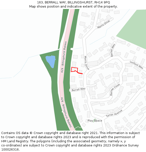 163, BERRALL WAY, BILLINGSHURST, RH14 9PQ: Location map and indicative extent of plot