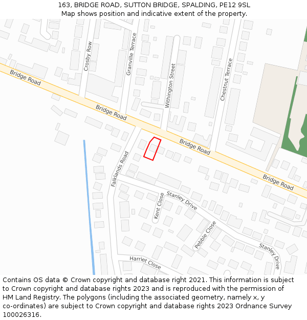 163, BRIDGE ROAD, SUTTON BRIDGE, SPALDING, PE12 9SL: Location map and indicative extent of plot