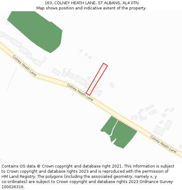 163, COLNEY HEATH LANE, ST ALBANS, AL4 0TN: Location map and indicative extent of plot