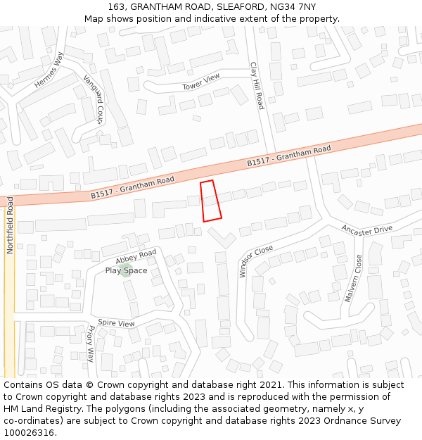 163, GRANTHAM ROAD, SLEAFORD, NG34 7NY: Location map and indicative extent of plot