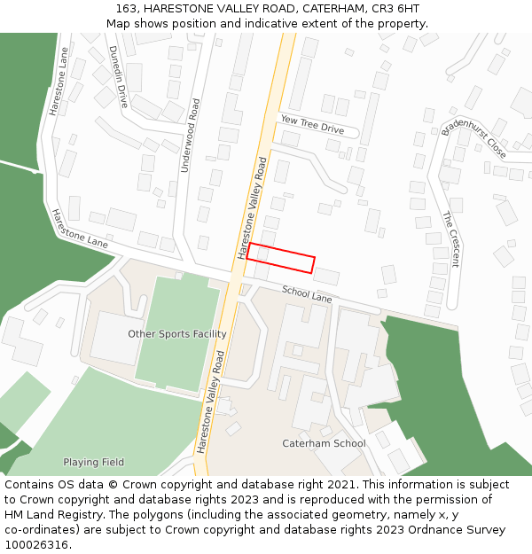 163, HARESTONE VALLEY ROAD, CATERHAM, CR3 6HT: Location map and indicative extent of plot