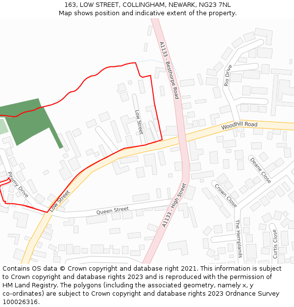 163, LOW STREET, COLLINGHAM, NEWARK, NG23 7NL: Location map and indicative extent of plot