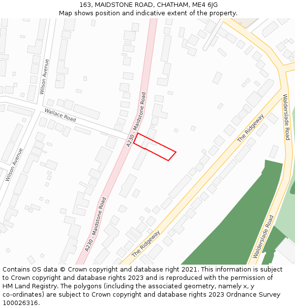 163, MAIDSTONE ROAD, CHATHAM, ME4 6JG: Location map and indicative extent of plot