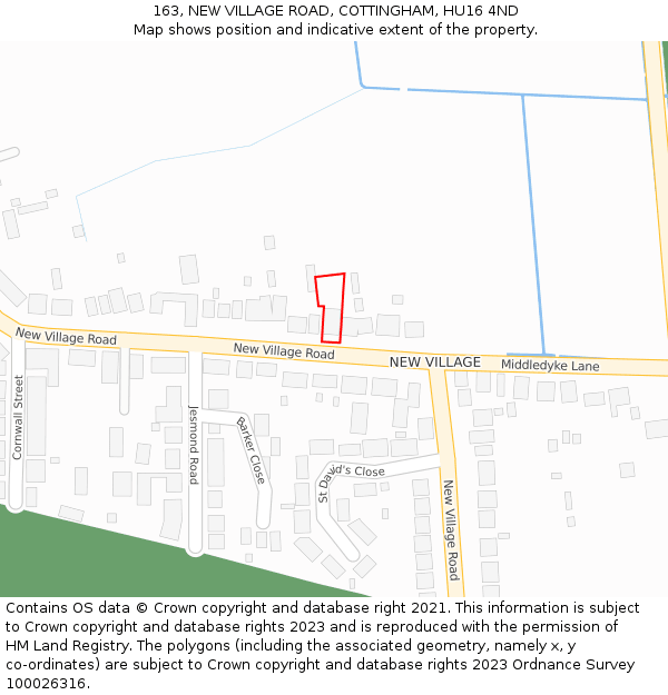 163, NEW VILLAGE ROAD, COTTINGHAM, HU16 4ND: Location map and indicative extent of plot