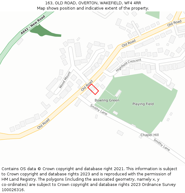 163, OLD ROAD, OVERTON, WAKEFIELD, WF4 4RR: Location map and indicative extent of plot