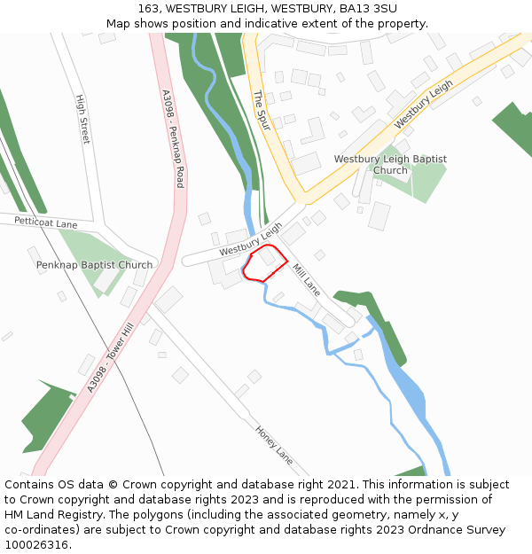 163, WESTBURY LEIGH, WESTBURY, BA13 3SU: Location map and indicative extent of plot