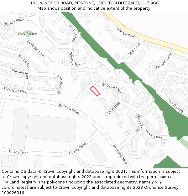163, WINDSOR ROAD, PITSTONE, LEIGHTON BUZZARD, LU7 9GG: Location map and indicative extent of plot