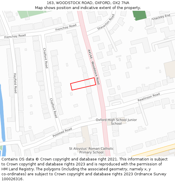 163, WOODSTOCK ROAD, OXFORD, OX2 7NA: Location map and indicative extent of plot