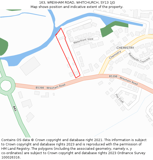 163, WREXHAM ROAD, WHITCHURCH, SY13 1JG: Location map and indicative extent of plot