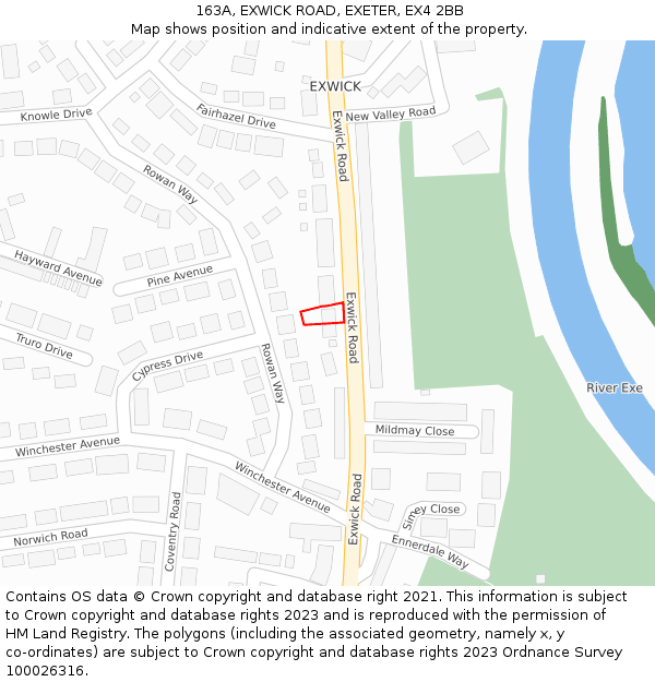 163A, EXWICK ROAD, EXETER, EX4 2BB: Location map and indicative extent of plot