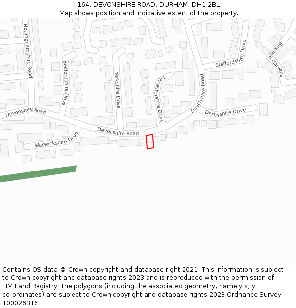 164, DEVONSHIRE ROAD, DURHAM, DH1 2BL: Location map and indicative extent of plot