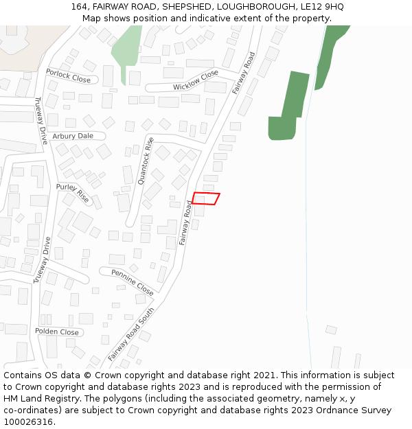 164, FAIRWAY ROAD, SHEPSHED, LOUGHBOROUGH, LE12 9HQ: Location map and indicative extent of plot