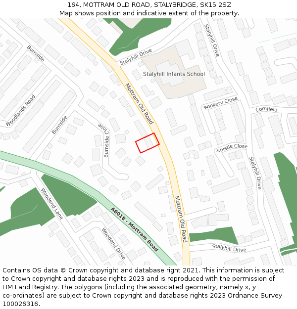 164, MOTTRAM OLD ROAD, STALYBRIDGE, SK15 2SZ: Location map and indicative extent of plot