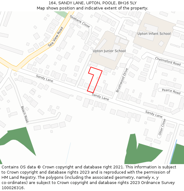 164, SANDY LANE, UPTON, POOLE, BH16 5LY: Location map and indicative extent of plot