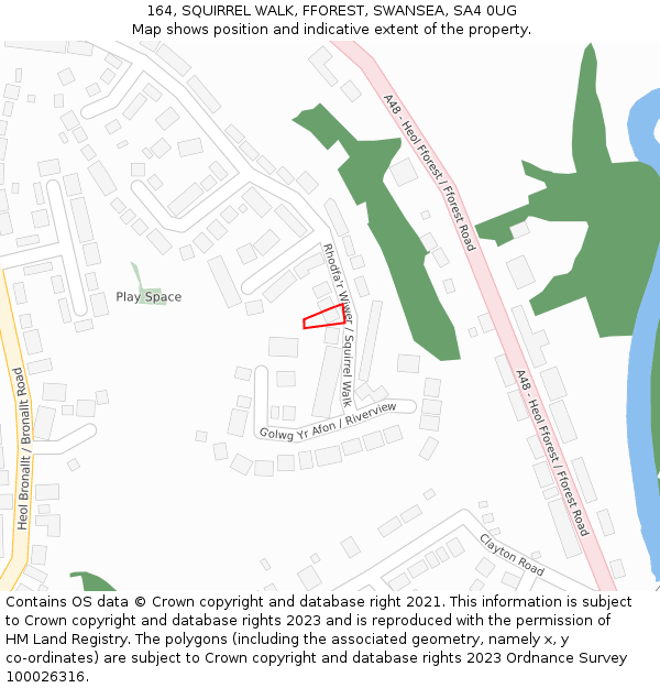 164, SQUIRREL WALK, FFOREST, SWANSEA, SA4 0UG: Location map and indicative extent of plot