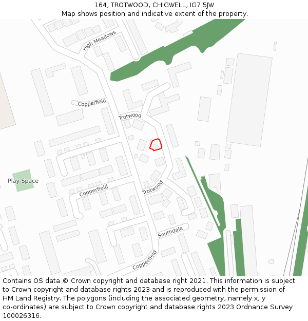 164, TROTWOOD, CHIGWELL, IG7 5JW: Location map and indicative extent of plot