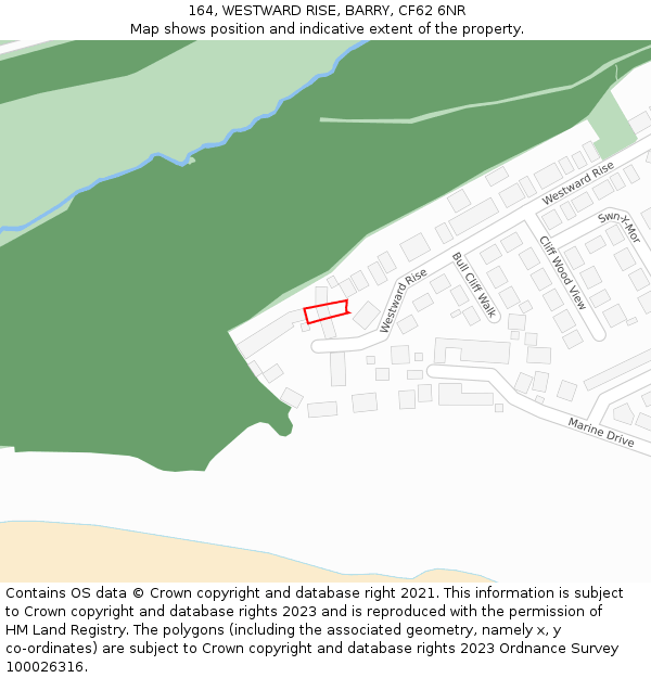 164, WESTWARD RISE, BARRY, CF62 6NR: Location map and indicative extent of plot