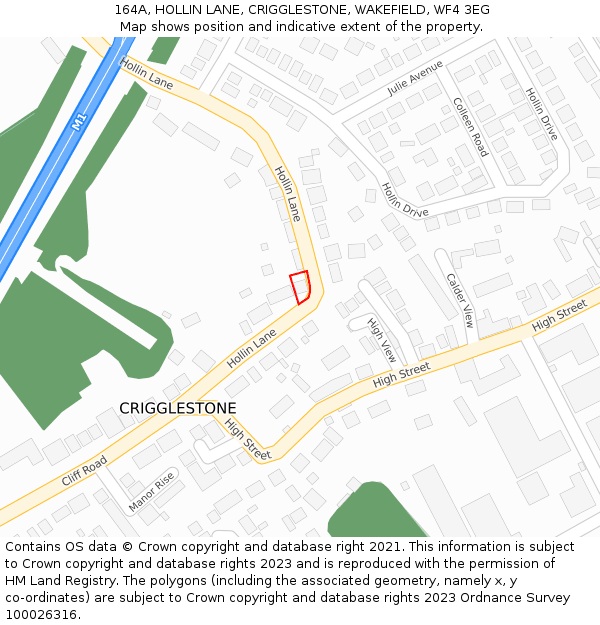 164A, HOLLIN LANE, CRIGGLESTONE, WAKEFIELD, WF4 3EG: Location map and indicative extent of plot