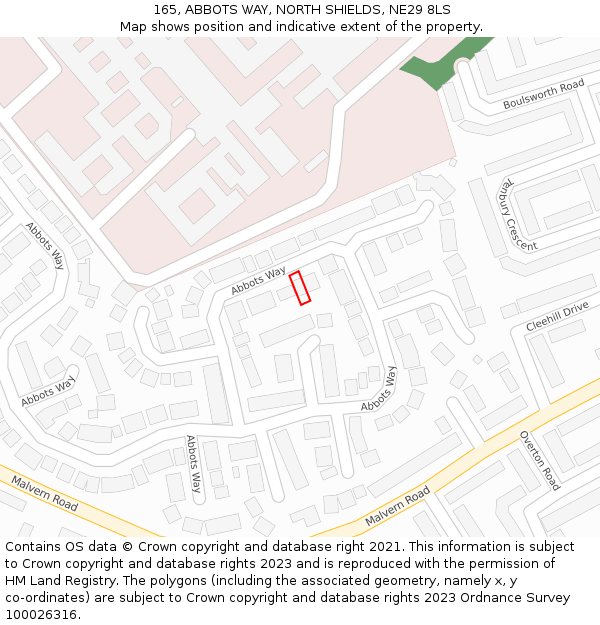 165, ABBOTS WAY, NORTH SHIELDS, NE29 8LS: Location map and indicative extent of plot