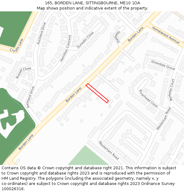 165, BORDEN LANE, SITTINGBOURNE, ME10 1DA: Location map and indicative extent of plot