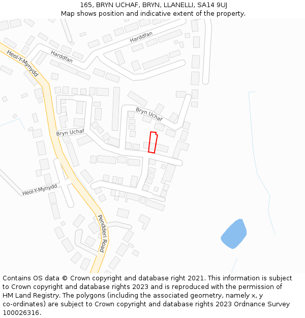 165, BRYN UCHAF, BRYN, LLANELLI, SA14 9UJ: Location map and indicative extent of plot