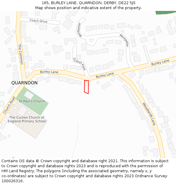 165, BURLEY LANE, QUARNDON, DERBY, DE22 5JS: Location map and indicative extent of plot