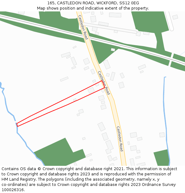 165, CASTLEDON ROAD, WICKFORD, SS12 0EG: Location map and indicative extent of plot