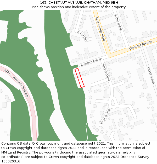 165, CHESTNUT AVENUE, CHATHAM, ME5 9BH: Location map and indicative extent of plot