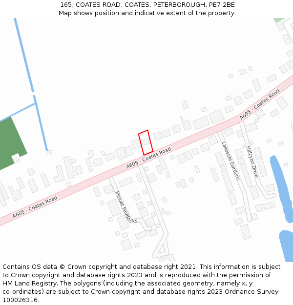 165, COATES ROAD, COATES, PETERBOROUGH, PE7 2BE: Location map and indicative extent of plot