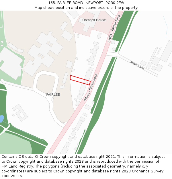 165, FAIRLEE ROAD, NEWPORT, PO30 2EW: Location map and indicative extent of plot