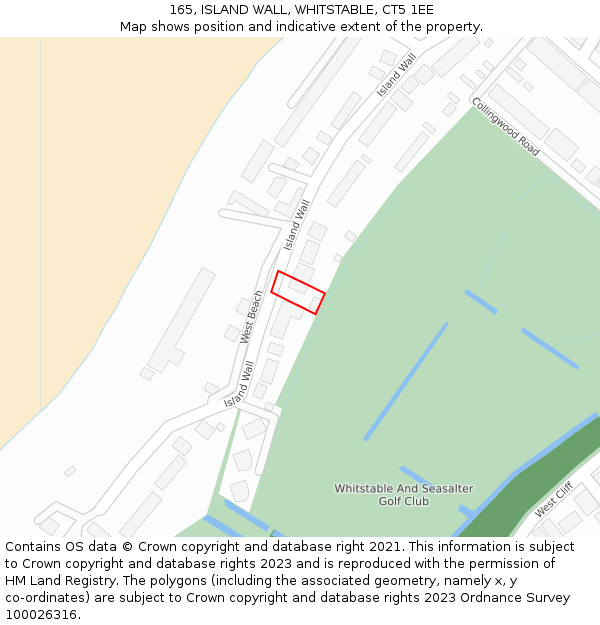 165, ISLAND WALL, WHITSTABLE, CT5 1EE: Location map and indicative extent of plot