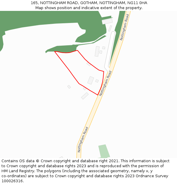 165, NOTTINGHAM ROAD, GOTHAM, NOTTINGHAM, NG11 0HA: Location map and indicative extent of plot