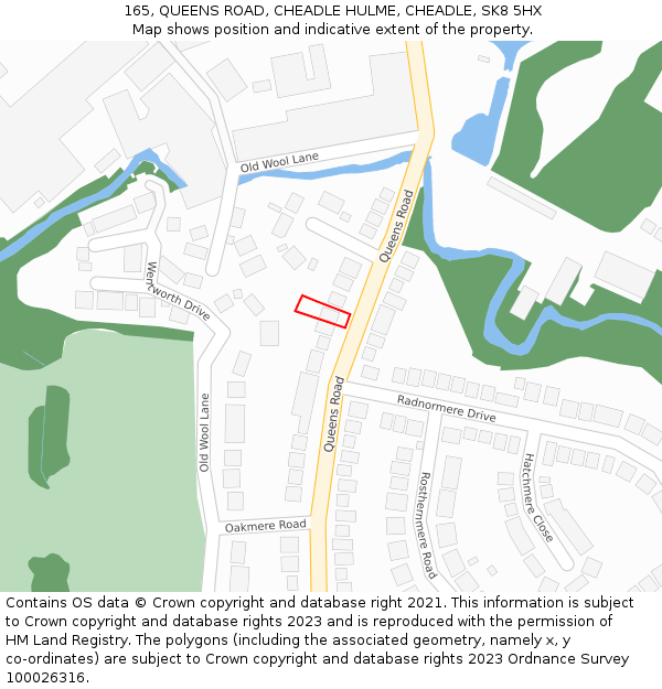 165, QUEENS ROAD, CHEADLE HULME, CHEADLE, SK8 5HX: Location map and indicative extent of plot