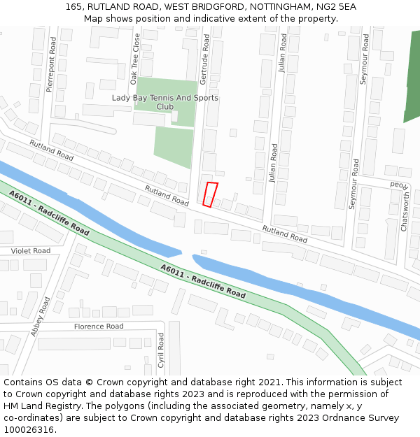 165, RUTLAND ROAD, WEST BRIDGFORD, NOTTINGHAM, NG2 5EA: Location map and indicative extent of plot