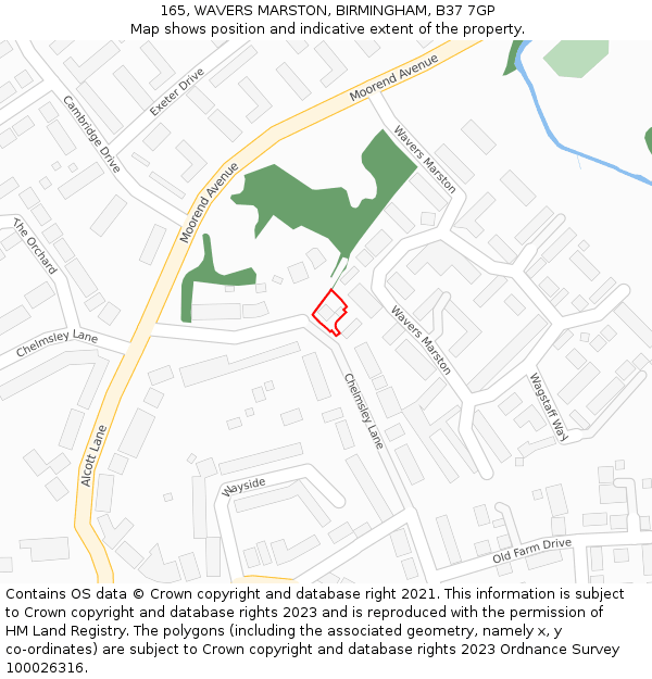 165, WAVERS MARSTON, BIRMINGHAM, B37 7GP: Location map and indicative extent of plot